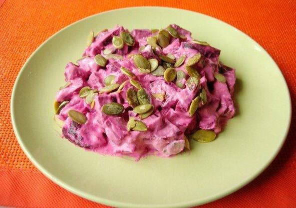 ensalada de remolacha con semillas de calabaza y salva de prostatitis